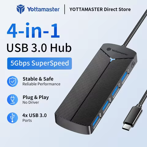 Yottamaster 5Gbps 4-in-1 USB3.0 Hub USB HUB Adapter Expansion Dock Ultra-Slim OTG Adapter Type C For