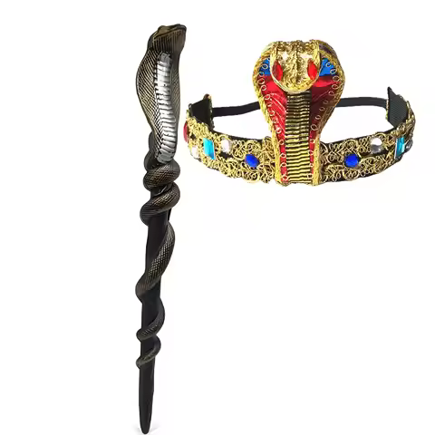 5/10pcs Halloween Performance Props Egyptian Pharaoh King Snake Head Cane Cobra Staff Cosplay Women 