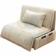 簡約全自動電動梳化床Electric sofa bed 【貓抓布+活動腿托/固定腿托】小户型可折疊可伸縮兩用#沙發床 #單人床 Single bed #伸縮床 #摺疊床 Foldable bed T-