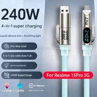 1.8M 240W Digital Display  4-in-1 Silicone Fast Charging Cable for  Realme  15Pro 2-to-2 4-in-1 Type