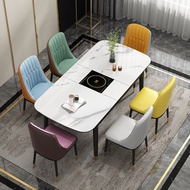 H-66/ Stone Plate Dining Tables and Chairs Set Modern Simple Home Small Apartment with Induction Cooker Foldable Retract