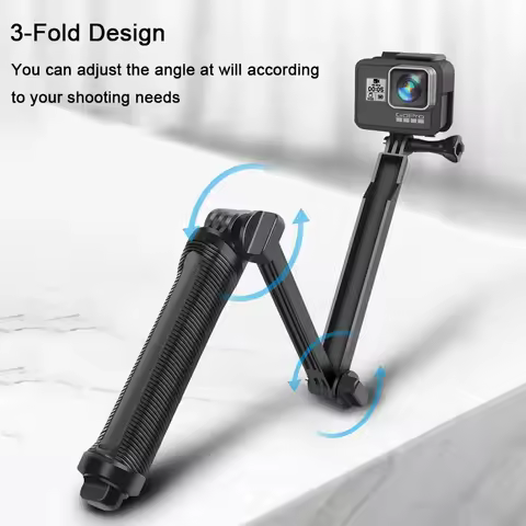 Palo de Selfie plegable de 3 vías para Gopro Hero, 12, 11, 10, 9, 8, 7, 5, 6, 4, 3, 2, SJCAM Yi, 4K,