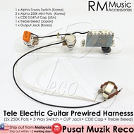 RM Telecaster Electric Guitar Prewired Guitar Wiring Harness ( 2x 250K Pots + 3 Way Switch + Output 