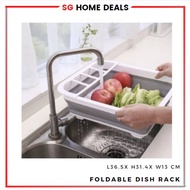 [SG STOCKS] Foldable Dish Rack, Dish Drainer Collapsible Kitchen Drainage Rack, Drying Rack