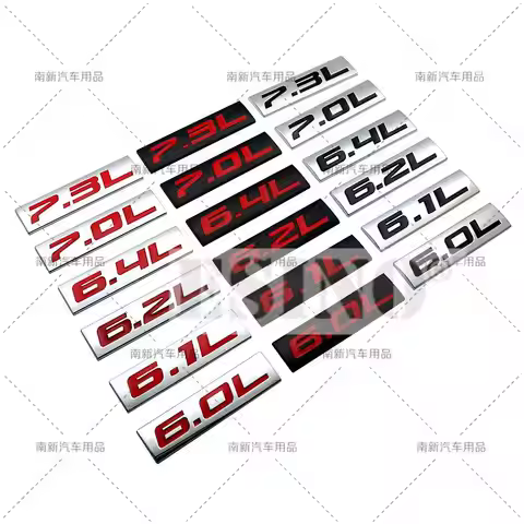3D Metal Chrome Zinc Alloy Adhensive Emblem 6.0L 6.1L 6.2L 6.4L 7.0L 7.3L Body Trunk Fender Badge Ac