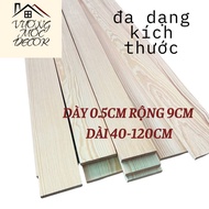 Pine wood bar 0.5x9cm - natural wood - beautiful flat - 0.4m to 1.2m long