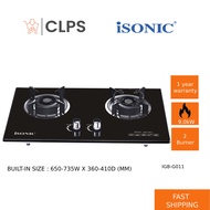 Isonic 2 Burner Built-in Glass Gas Stove IGB-G011 IGBG011 IGB-002 IGB-003