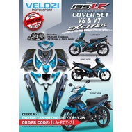 COVERSET LC135 V6 V7 ORIGINAL VELOZI EXCITER EXR 2021 CM6 CYAN GREY STICKER STRIPE TANAM
