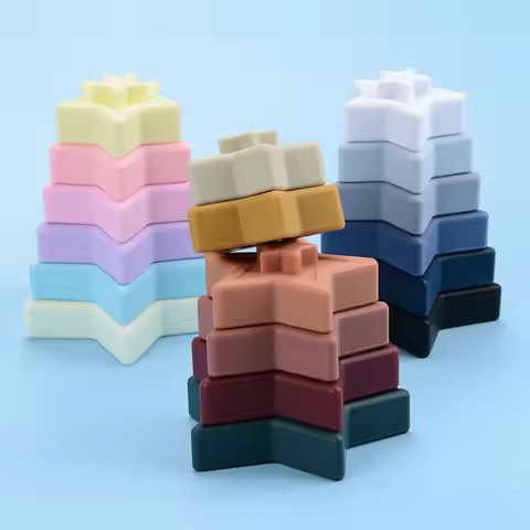 Children Silicone Building Blocks Learning Education IQ Montessori Enhancing Toys Color Perception M