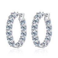 [kkdmm] GRA 2.6ct D Color Moissanite Diamond Earrings 925 Sterling Sliver Wedding Huggie Hoop Earrin