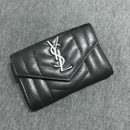 YSL 銀logo卡夾零錢包