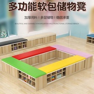 Kindergarten Children's Shoe Bench Storage Bench with Seat Storage Cabinet with Door Sofa Bench Long