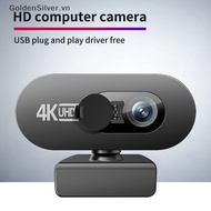 GoldenSilver 4K Full HD Webcam For PC Web Camera New Web Cam With Microphone USB Autofocus Stream Ca