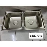 KITCHEN SINK STAINLESS ZINK 7843 2 bowl mangkok 2 lubang besar jumbo