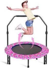 36-Inch Trampoline for Kids Mini Trampoline with Adjustable Handle and Safety Padded Cover Foldable Toddler Trampoline Indoor &amp; Outdoor Rebounder Trampoline for Kids Play and Exercise