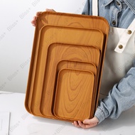 Rectangular Serving Tray Plastic Tray Wood Pattern Plastic Tableware Fruit Household Buffet Plate Du