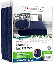 Guardmax Terry Cotton Zippered Mattress Encasement - Queen Size - 100% Waterproof and Bed Bug Proof 