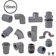 15mm(1/2”) PVC Fitting Connector Socket Elbow Tee PT Socket Valve Socket End Cap Tank Connector PVC 