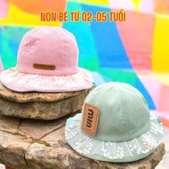 BO105: Soft fabric bucket hat with mesh for girls from 10 months to 2 years old, cute, soft fabric a