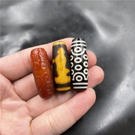 21 Eyes Black White Dzi Beads Agate Strainer Red Carved Agate Barrel Beads Distressed Old Agate Guan