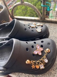 正品Crocs 洞洞鞋 鞋花 金屬彩鏈