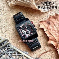 BALMER | 7874G BK-49 Square Chronograph Men Watch with Black Dial Black Stainless Steel | Official Warranty