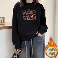 Chubby Meiyi Top Printed t-Shirt Long-Sleeved Basic Style M-2XL Round Neck Ladies Sweatshirt Fleece 