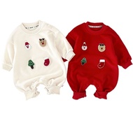 Next TSI Freshman Baby Autumn/Winter Plush Warm Christmas Crawler Clothes for Boys and Girls New Yea