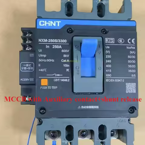 CHINT 10A-630A MCCB With MX+OF NXM Series 3P 4P Molded Case Circuit Breaker NXM-63S/3300 NXM-250S/43