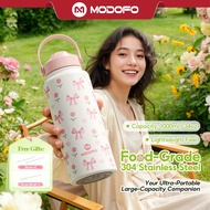 MODOFO 1000ML Insulated Tumbler with Straw Thermos Bottle Aesthetic Tumbler Botol Air Tahan Sejuk tu