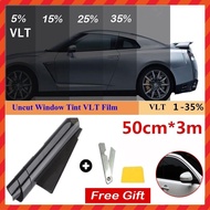 1 Roll 50cm X 3m 5/15/25/35 Percent VLT Window Tint Film Glass Sticker Sun Shade Film for Car UV Protector foils Sticker Films