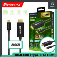 Elementz - 8K TYPE-C TO HDMI 8K CABLE Apple Macbook Pro iPad Pro 即插即用設計 無需驅動程序 HDMI-C8K