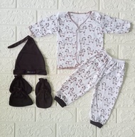 1 set Baju bayi baru lahir tanggan panjang motif