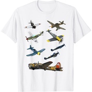 WW2 Planes Warbirds P51 Mustang Spitfire Messerchmitt T-Shirt