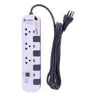 P3375USB-3M ปลั๊กพ่วง Toshino รางปลั๊กไฟ P Series รุ่น P3375USB สายยาว 3 เมตร 3ช่อง 2USB 2.1A 4สวิตซ