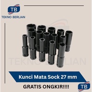 MATA Socket Eye Wrench Socket Impact Connector Length 1/ 2 Inch Deep Wall Long 27 mm 27mm