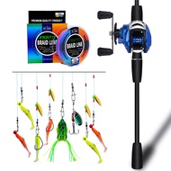 FRRTC Fishing Rod Set Casting Rod Baitcasting Fishing Reels 2 Section Carbon Fishing Rod Fishing Ree