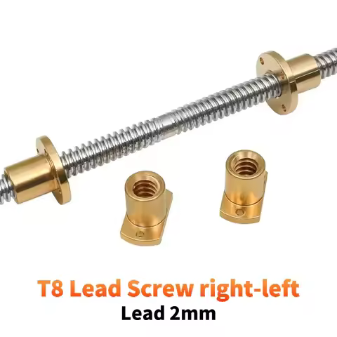 1PC 304 stainless steel T8 Lead Screw right-left length100-1000mm Lead 2mm with Nuts Brass H Flange 