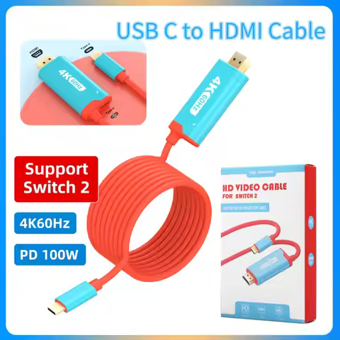 60HZ/144Hz USB-C to HDMI Cable Adapter PD 100W Type C to HDMI for Nintendo Switch 2/Laptop/SteamDeck
