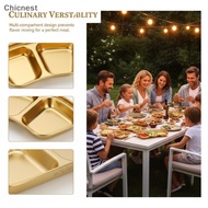 [Chc] Divided Stainless Steel Condiment Plate Multipurpose  Grid 2 Grid 3 Grid for Sauces Snas Kitch