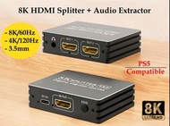 ［實體商店］Perfect Match for PS5 !! 8K HDMI Splitter + Audio Extractor, 4K/120Hz HDMI分配器, HDMI to 3.5mm, 