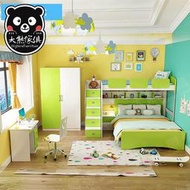 【大熊傢具】IKS H01 綠色 兒童床 上下床 雙層床 挑高組合床 高低子母床 帶抽托床 三層組合床