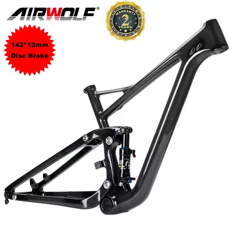 AIRWOLF Full Suspension MTB Frame Internal Cable 29er Enduro Bicycle 142*12MM PF30 Soft Tail Bike Fr