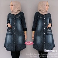 Tunik Jeans Helma Model Terbaru Baju Muslim Fashion Wanita