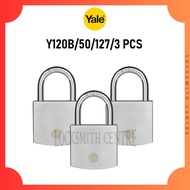 YALE Y120B 50MM 3 PCS Satin Chrome Boron Shackle Padlock