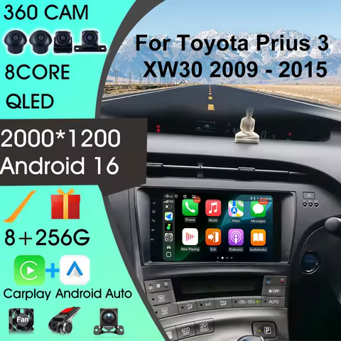 Car Radio For Toyota Prius 3 XW30 2009-2015 RHD Carplay Android Auto Multimedia Stereo Player GPS Na
