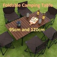 120cm/95cm Portable Camping Table Folding Aluminum Roll Up Camp Table Wt Carry Storage Bag Leg Retra