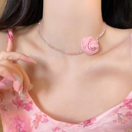 Feel tq Clavicle Rose choker Necklace Yarn Accessories Dopamine Sweet Neck Atmosphere Female Spring 