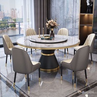 QM Mild Luxury Marble Dining Tables and Chairs Set round Table Modern Minimalist Stone Plate round S