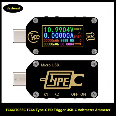 TC66/TC66C TC64 Type-C PD Trigger USB-C Voltmeter Ammeter Voltage 2 Way Current Meter Multimeter PD 
